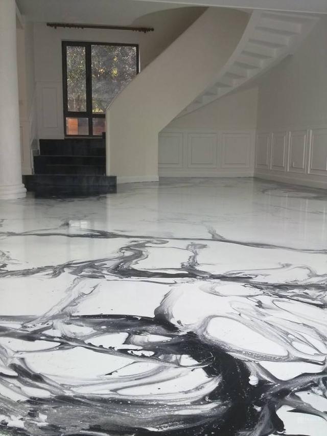 地面别太千篇一律，现在流行这种水墨画地坪，有中国风，25元/㎡
