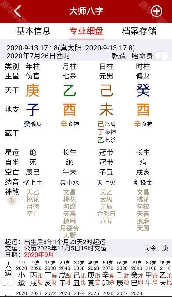 大师八字排盘